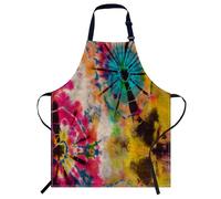 Smooffly Rainbow Tie Dye Vintage Apron Adjustable Apron Cooking Kitchen Chef Women Men Aprons for Home Kitchen, Restaurant, Coffee House, Baking Gardening BBQ