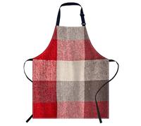 Smooffly Red and grey tartan Apron Adjustable Bib Chef Aprons Cooking Apron Unisex Women Men Aprons Perfect for Home Kitchen, Baking, Gardening, Restaurant, Coffee house BBQ