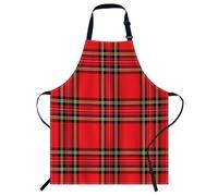 Smooffly Red Plaid Chef's Apron for Cooking and Baking - Kitchen, Butcher's, BBQ & Catering Bib for Men and Women
