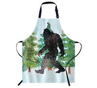Smooffly Sasquatch Watercolor Apron Unisex Adjustable Bib Apron Cooking Kitchen Chef Women Men Aprons for Home Kitchen, Restaurant,Coffee House,Shop,Garden