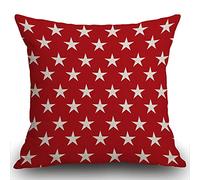 Smooffly Stars Cushion Cover, USA Flag White Stars on a Red Background Seamless Pattern Throw Pillow Case Home Decorative for Men/Women Living Room Bedroom Sofa Chair 18X18 Inch Pillowcase 45X45cm