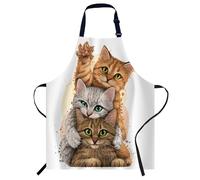 Smooffly Three Cute Kittens Apron Adjustable Apron Cooking Kitchen Chef Women Men Aprons for Home Kitchen, Restaurant, Coffee House, Baking Gardening BBQ