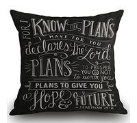 Smooffly Vintage Bible Verse Scripture Quotes Psalms Sayings Cushion Cover 45x45 cm,Christian Bible Verse Jeremiah 29:11 God Hope Future Faith Throw Pillow Cover Pillow Case for Sofa 18x18 inches