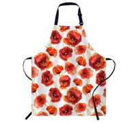 Smooffly Vintage Red Flower Poppy Chefs Apron for Men and Women, Kitchen Butchers BBQ & Catering Bibs