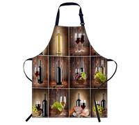 Smooffly Wine Collage on a Wooden Apron,Adjustable Neck Bib Apron for Men Women,Suitable for Kitchen Cooking Waitress Chef Apron