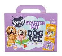 Smoofl dog treats Starter Kit to create your own dog ice cream, Kit with 2 Ice Cream Mixes for Big dogs, Peanut Butter and Strawberry flavoured, a pawshaped Silicone Mould - for 4 Dog Ice Treats