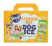 Smoofl dog treats Starter Kit to create your own dog ice cream, Kit with 2 Ice Cream Mixes for Little dogs, Peanut Butter and Strawberry flavoured, a pawshaped Silicone Mould - for 4 Dog Ice Treats