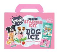 Smoofl dog treats Starter Kit to create your own dog ice cream, Kit with 2 Ice Cream Mixes for Middle dogs, Peanut Butter and Strawberry flavoured, a pawshaped Silicone Mould - for 4 Dog Ice Treats