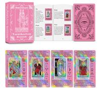 Smoostart German Pink Tarot Cards with Meanings, Tarot Cards Deck with Guidebook for Beginners, Keywords, Element, Planet, Zodiac, Chakra, Yes or No, Musical Pitch, Numerology, Hebrew Alphabet