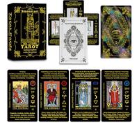 Smoostart Holographic Black Tarot Cards for Beginners with Meanings on Them