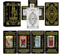 Smoostart Spanish Tarot Cards with Meanings, Tarot Cards Deck with Guidebook for Beginners, Keywords, Element, Planet, Zodiac, Chakra, Yes or No, Musical Pitch, Numerology, Hebrew Alphabet
