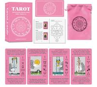 Smoostart Tarot Cards for Beginners with Meanings on Cards - Includes Premium Velvet Storage Bag & Guide Book - 450GSM Thicker