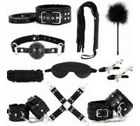 Smooth 10 Piece Combination Soft Leather Bedroom Training Kit With Leather Wristband And And Sleep Eye Mask - D-1-Uk