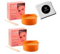 Smooth Appeal Microwave Wax Facial Hair Remover Bundle - Smooth Appeal Wax Microwavable Peel Off x2 40G Pack with BVO Luxe Flannel | Aloe & Tea Tree, Ideal for Lips, Chin & Brows, Up to 10 Treatments