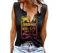 Smooth As Tennessee Tank Top Sweet As Strawberry Shirt Ring Hole Sleeveless Sexy V Neck Womens Retro Country Music Tops