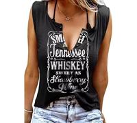 Smooth As Tennessee Tank Top Sweet As Strawberry Shirt Ring Hole Sleeveless Sexy V Neck Womens Retro Country Music Tops