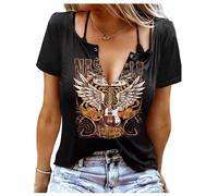 Smooth As Tennessee Whiskey Sweet As Strawberry Wine Shirt Womens Sexy V-Neck T Shirts Country Music Short Sleeve Tees, Nashville/Black6, M