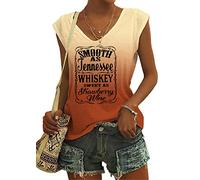 Smooth as Tennessee Whiskey T Shirt Women V-Neck Cap Sleeve Tank Tops Country Music Tees, Orange, XXL