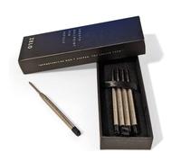Smooth Ballpoint Pen Refills | Easy Writing with Reusable Environmental Cartridges | Pack of 5 Refills | Choose Between Nighttime Black and Royal Blue | Gift Box Included (Nighttime Black Ink)