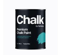 Hemway Premium Chalk Paint | Chalky Matt Shabby Chic Finish For Interior Furniture & Walls | Quick Dry & 1 Coat - Tropical Blue 1 L, Blue