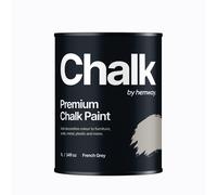 Hemway Premium Chalk Paint | Chalky Matt Shabby Chic Finish For Interior Furniture & Walls | Quick Dry & 1 Coat - French Grey 1 L, Grey