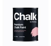 Hemway Premium Chalk Paint | Chalky Matt Shabby Chic Finish For Interior Furniture & Walls | Quick Dry & 1 Coat - Sunset Pink 1 L, Pink