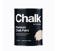 Hemway Premium Chalk Paint | Chalky Matt Shabby Chic Finish For Interior Furniture & Walls | Quick Dry & 1 Coat - Buttercream White 1 L, White