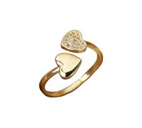 Smooth Double Heart Rings For Women Stainless Steel Zircon Heart Love Ring Adjustable Finger Ring Christmas Jewelry Wedding Gift