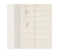 Smooth Finish Faux Wood Venetian Blinds With Strings 120Cm Drop X 170Cm Width Misty White Smooth