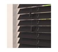 Smooth Finish Faux Wood Venetian Blinds With Strings 120Cm Drop X 240Cm Width Onyx Smooth