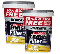 Smooth Finish Filler Multi-Purpose Ready Mixed 1.8kg | White | Ronseal | 2 x 900g Tubs