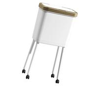 Smooth Lid Trash Can with Wheels, Long Leg, 15L Large Capacity Modern Workspace Countertop Prestop Wheeled Trash Can Portable Home Use