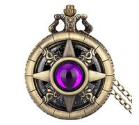 Smooth Pocket Watch - 5.9x4.6cm/2.32x1.8 Inches Gemstone Roman Numerals Scale Watches with Chain Necklace Pendant | Steampunk Copper Vintage Pocket Watch for Men and Women