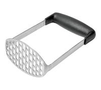Smooth potato masher, black and stainless steel, head: 160 mm diameter, pressure-relieving handle