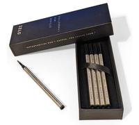 Smooth Rollerball Pen Refills | Easy Writing with Reusable Environmental Cartridges | Pack of 5 Refills | Choose between Black, Royal Blue, Midnight Navy, and Candy Red Ink (Nighttime Black Ink 0.5mm)