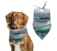 Smooth Sea View Dog Bandana Adjustable Pet Scarf Soft Washable Polyester Triangle Bib Lightweight Breathable Pet Bib for Dogs Cats Puppies Suitable for Holiday Birthday