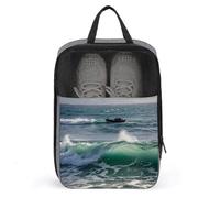 Smooth Sea View Shoe Bag Travel Shoe Organizer Water-Resistant Shoe Pouch with Zipper Sneaker Dust Bag, gray, One Size, Modern