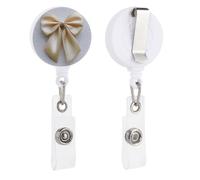 Smooth Silk Yellow Bow Retractable Badge Holder Reel Clip ID Card Holder for Doctor Nurse Student Office Worker