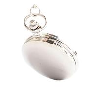 Smooth Silver Pendant Pocket Watch Modern Arabic Number Analog OEM Clock Men and Women Fashion Necklace Chain Unisex Gift(White)