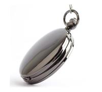 Smooth Silver Pendant Pocket Watch Modern Arabic Number Analog OEM Clock Men and Women Fashion Necklace Chain Unisex Gift(Black)