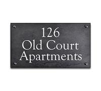 Smooth Slate Black/Charcoal Grey House Signs, Personalised With Your House Name/Number (455mm x 100mm x 10mm)