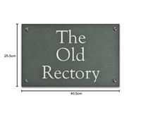 Smooth Slate Green House Signs, Personalised With Your House Name/Number (405mm x 255mm x 10mm)