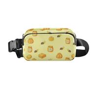 Smooth Soft Fabric Everyday Waist Bag For Shopping | Anti Sweat Outer Layer Travel Hip pouching Festival Party Gathering Yellow Bee and Honeycomb