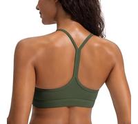 Smooth Sports Bras for Women Workout Tops Y-Back Padded Yoga Bra Basic Wireless Bra, Army Green, M