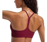 Smooth Sports Bras for Women Workout Tops Y-Back Padded Yoga Bra Basic Wireless Bra, Jester Red, S