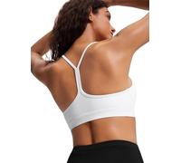 Smooth Sports Bras for Women Workout Tops Y-Back Padded Yoga Bra Basic Wireless Bra, White, M