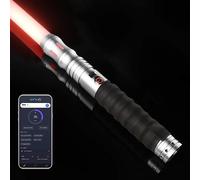 Smooth Swing Dueling Lightsabers with APP - Infinite RGB 16 Colors Changeable Light Sabers, Motion Control Metal Hilt Light Saber for Adults Teens Gift, 16 Sounds Fonts, Battery Recharge, Silver