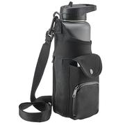 Smooth Trip AquaPockets Water Bottle Holder - Insulating Neoprene Water Bottle Sling Bag with Phone Pouch, Zippered Pocket and Shoulder Strap - Stretches to Fit up to 32 oz. Flasks and Bottles