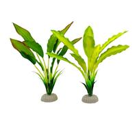 Smoothedo-Pets 2pcs Set Green Artificial Plant Fish Tank Decor Aquarium Decorations Betta Leaf pad Hammock 8inch Silk/Plastic Plant Goldfish Fish Bowl Small Tank Plants (Green-2pcs-Set)