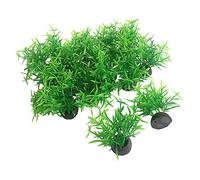 Smoothedo-Pets Aquarium Plants Fish Tank Decorations 20pcs Small Size/1inch Tall Plastic Artificial Plant Goldfish Waterscape Fish Hides Mini Grass Set (Green-A)
